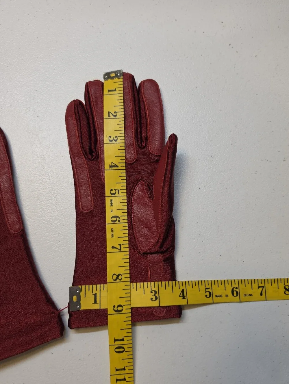 Avon Goatskin Red Leather Gloves with Nylon Strech  LIKE NEW
